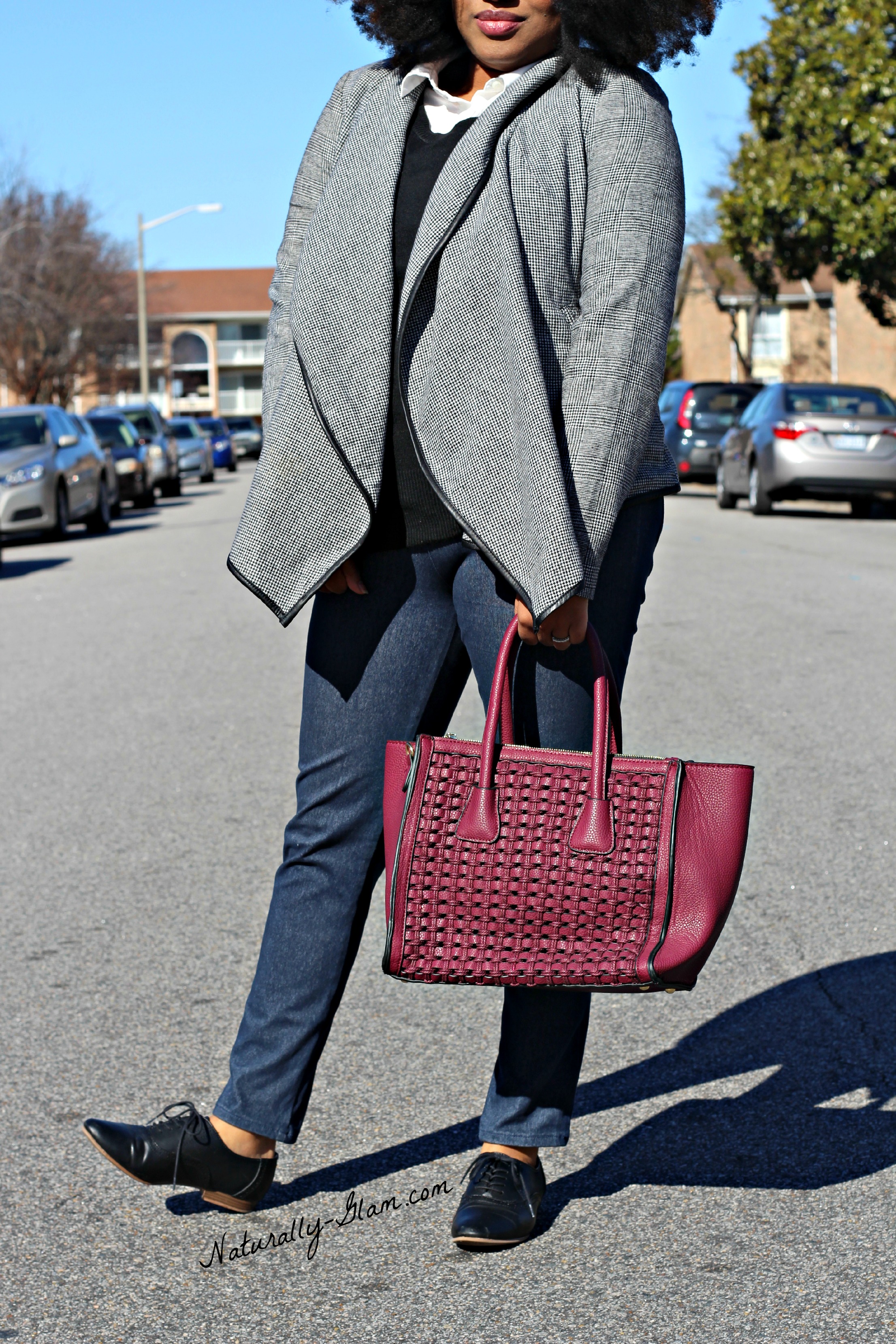 What to Wear with a Burgundy Tote Handbag