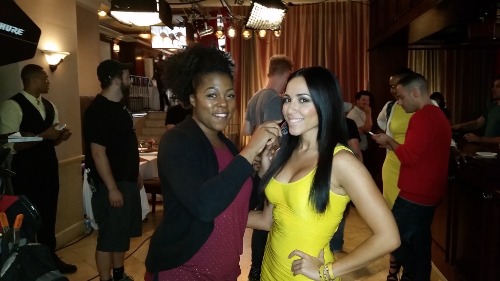 Actress Ana Isabelle of Seasons of Love Behind The Scenes with hairstylist Monae Everett