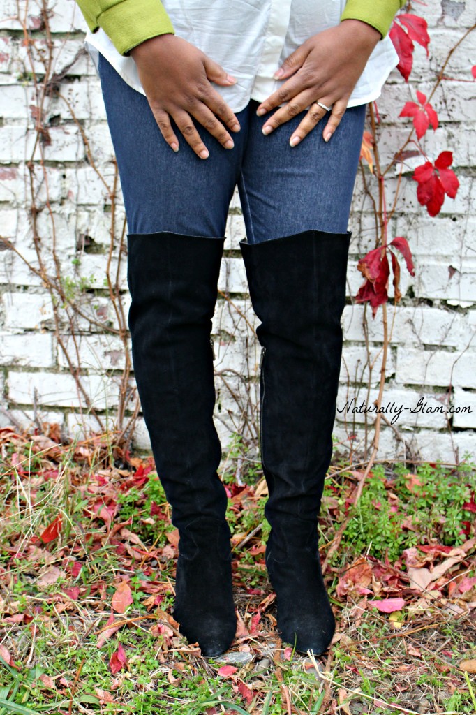 Thigh high black suede boots