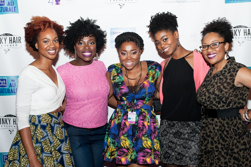 Kinky Hair Unlocked. Some of the most well-known 4c bloggers and vloggers around came out to celebrate at the Kinky Hair Unlocked event (left to right: Ijeoma Eboh, Jenell B. Stewart, Tiffany Davis, Kriss Larson and Sister Scientist Erica Douglas)