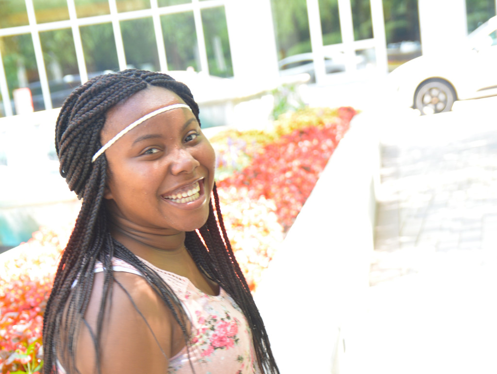 smiling black girl outdoors